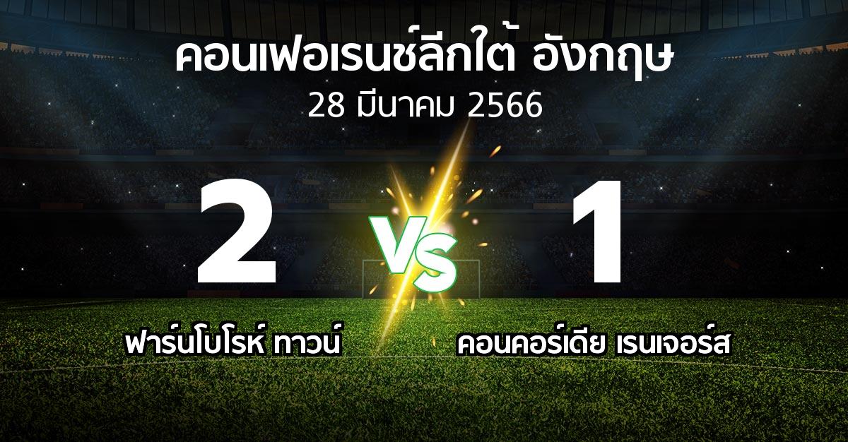 ผลบอล : ฟาร์นโบโรห์ ทาวน์ vs คอนคอร์เดีย เรนเจอร์ส (คอนเฟอเรนช์ลีกใต้อังกฤษ 2022-2023)