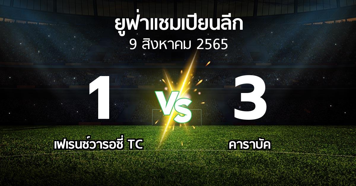 ผลบอล : เฟเรนซ์วารอซี่ TC vs คาราบัค (ยูฟ่า แชมเปียนส์ลีก 2022-2023)