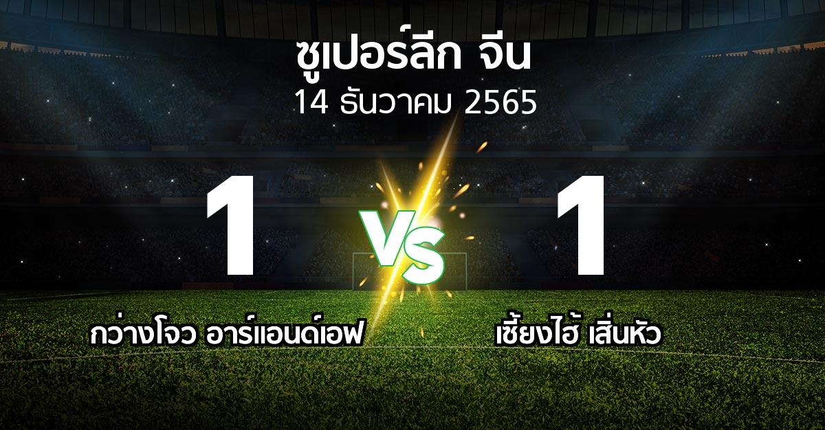 ผลบอล : กว่างโจว อาร์แอนด์เอฟ vs เซี้ยงไฮ้ เสิ่นหัว (ซูเปอร์ลีกจีน 2022)