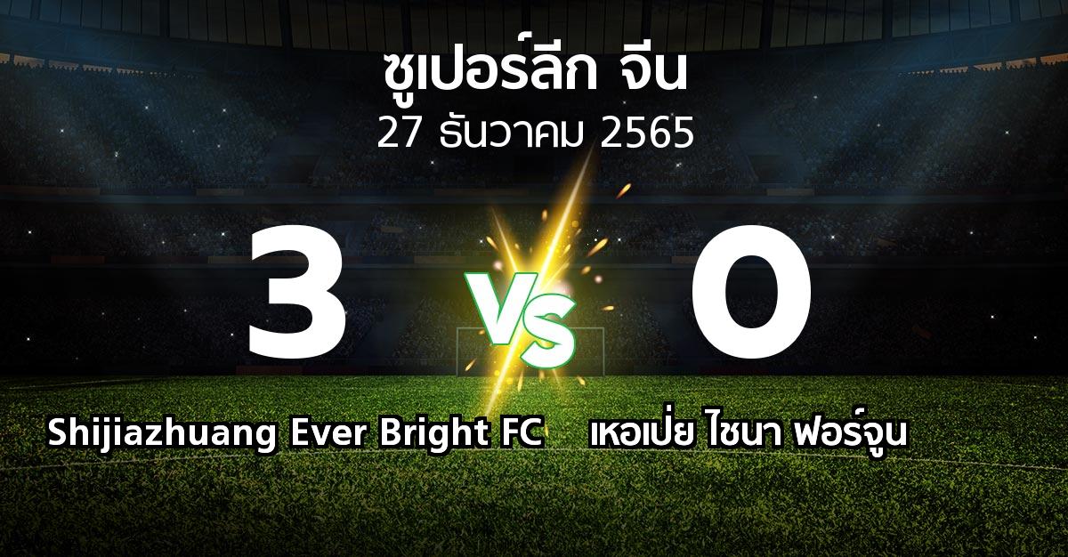 ผลบอล : Shijiazhuang Ever Bright FC vs เหอเป่ย ไชนา ฟอร์จูน (ซูเปอร์ลีกจีน 2022)