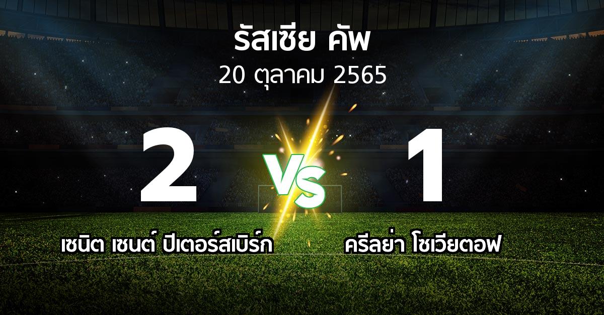 ผลบอล : เซนิต เซนต์ ปีเตอร์สเบิร์ก vs ครีลย่า โซเวียตอฟ (รัสเซีย-คัพ 2022-2023)