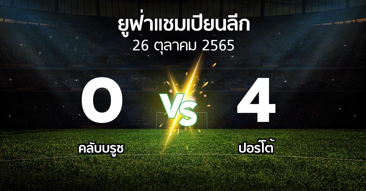 ผลบอล : คลับบรูซ vs ปอร์โต้ (ยูฟ่า แชมเปียนส์ลีก 2022-2023)