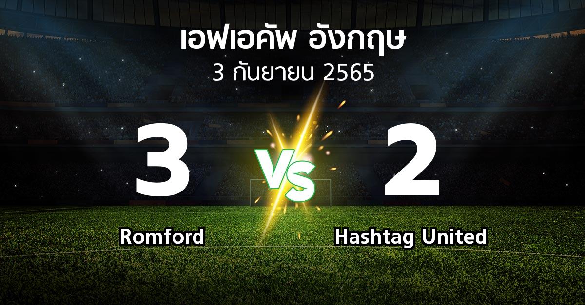 ผลบอล : Romford vs Hashtag United (เอฟเอ คัพ 2022-2023)