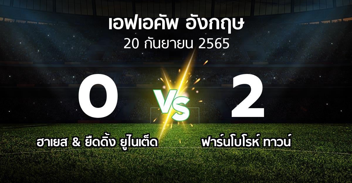 ผลบอล : ฮาเยส & ยืดดิ้ง ยูไนเต็ด vs ฟาร์นโบโรห์ ทาวน์ (เอฟเอ คัพ 2022-2023)