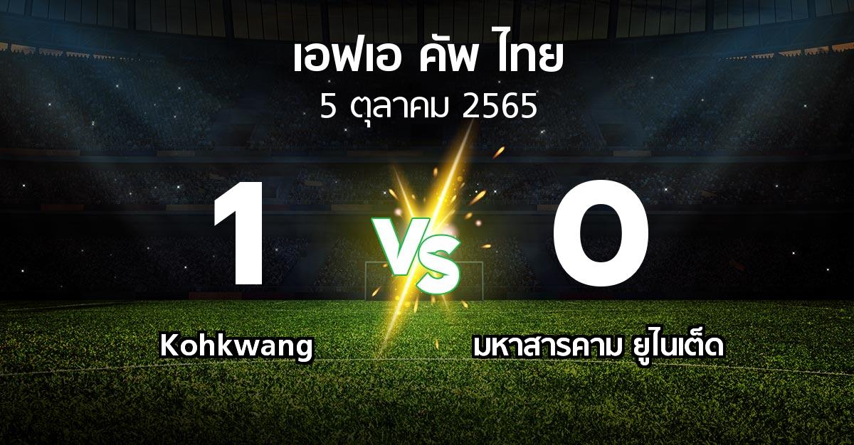 ผลบอล : Kohkwang vs มหาสารคาม ยูไนเต็ด (ไทยเอฟเอคัพ 2022-2023)