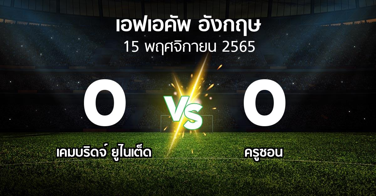 ผลบอล : เคมบริดจ์ ยูไนเต็ด vs ครูซอน (เอฟเอ คัพ 2022-2023)