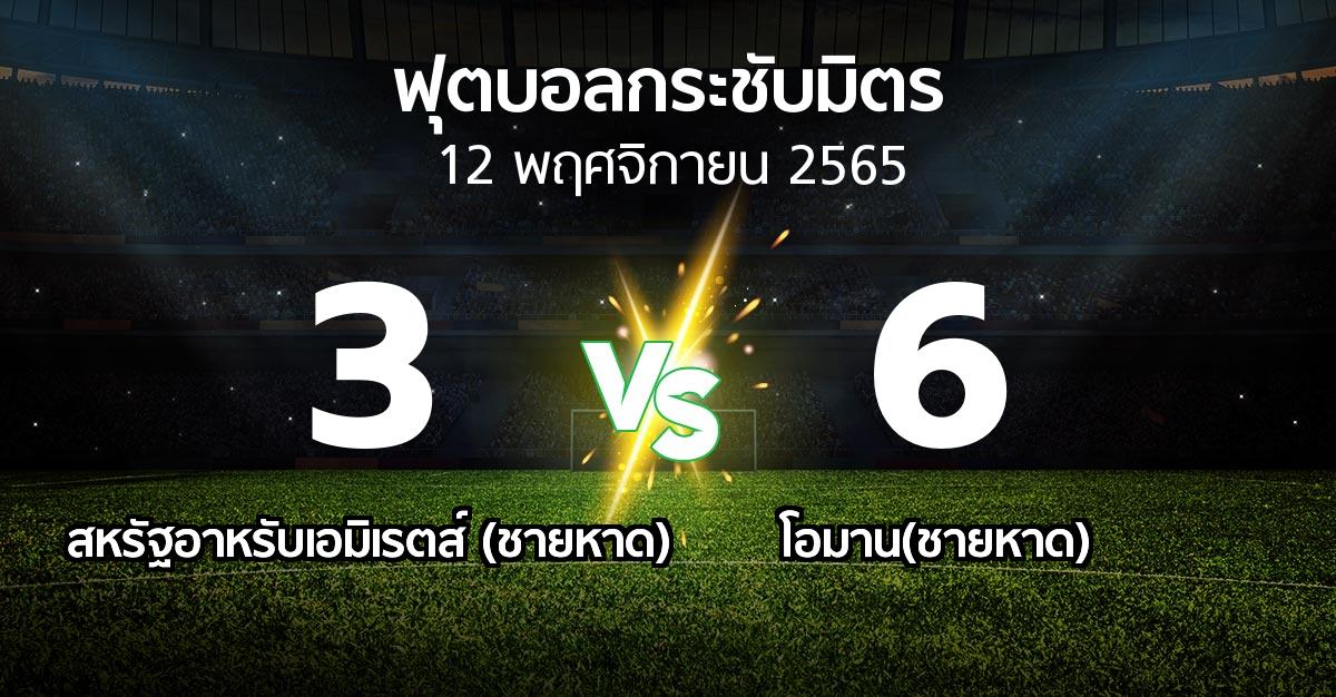 ผลบอล : สหรัฐอาหรับเอมิเรตส์ (ชายหาด) vs โอมาน(ชายหาด) (ฟุตบอลกระชับมิตร)