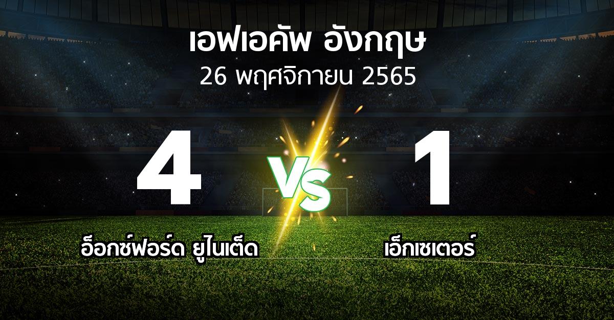 ผลบอล : อ็อกซ์ฟอร์ด ยูไนเต็ด vs เอ็กเซเตอร์ (เอฟเอ คัพ 2022-2023)