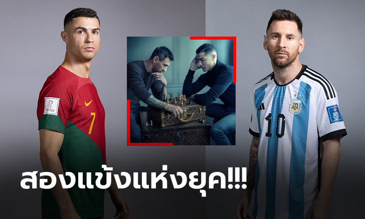 ภาพประวัติศาสตร์! "โรนัลโด้" ร่วมเฟรม "เมสซี่" ถ่ายแบบให้แบรนด์ดังรับบอลโลก