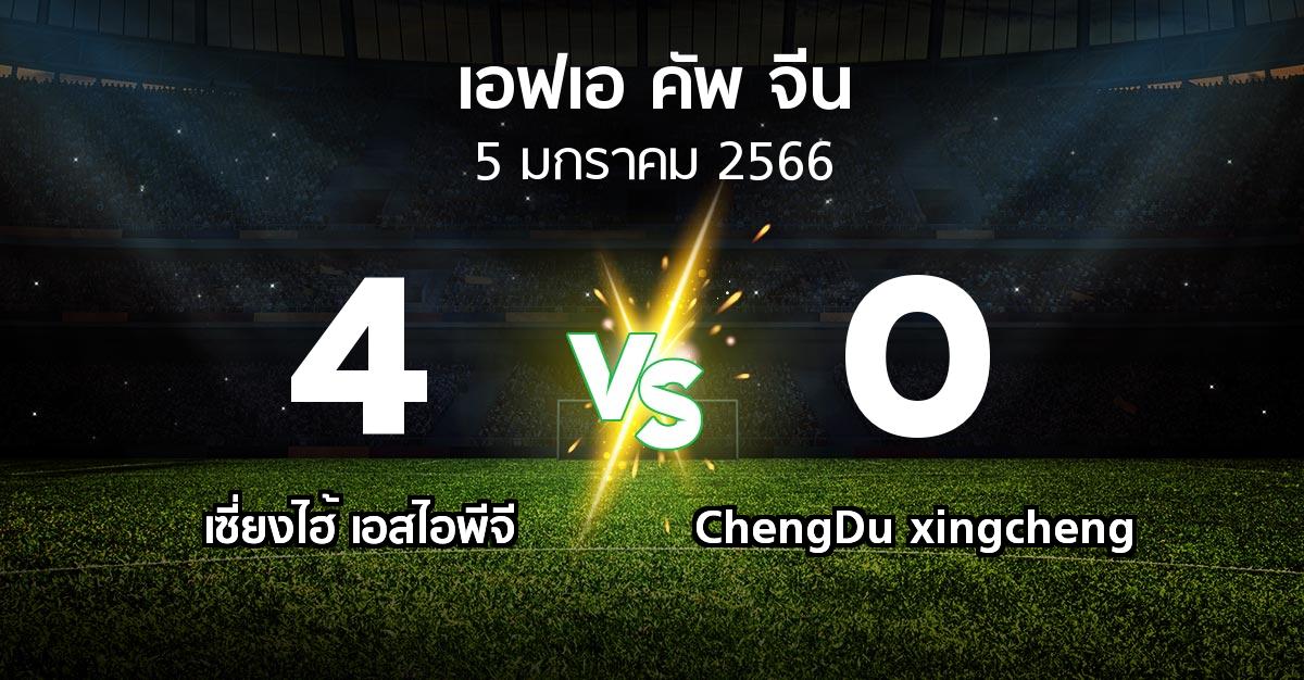 ผลบอล : เซี่ยงไฮ้ เอสไอพีจี vs ChengDu xingcheng (เอฟเอ-คัพ-จีน 2022-2023)