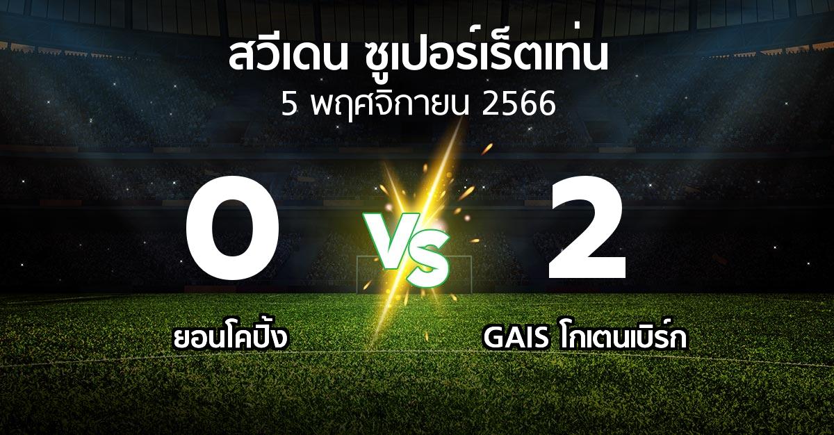 ผลบอล : ยอนโคปิ้ง vs GAIS (สวีเดน-ซูเปอร์เร็ตเท่น 2023)