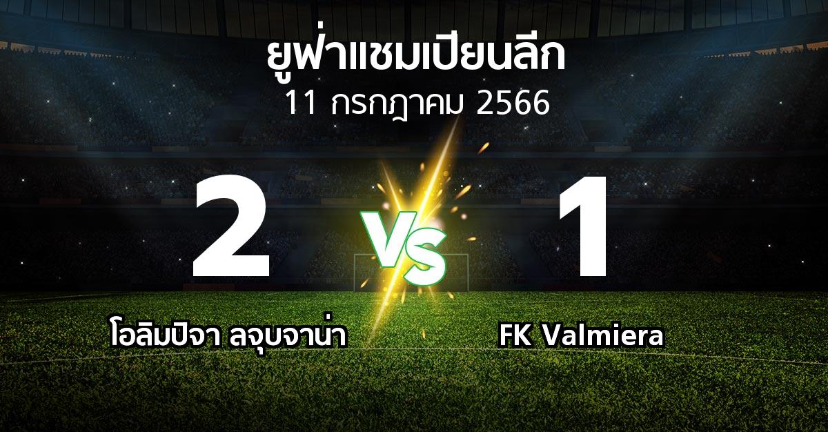 ผลบอล : โอลิมปิจา ลจุบจาน่า vs FK Valmiera (ยูฟ่า แชมเปียนส์ลีก 2023-2024)