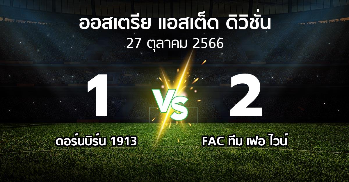 ผลบอล : ดอร์นบิร์น 1913 vs FAC ทีม เฟอ ไวน์ (ออสเตรีย-แอสเต็ด-ดิวิชั่น 2023-2024)