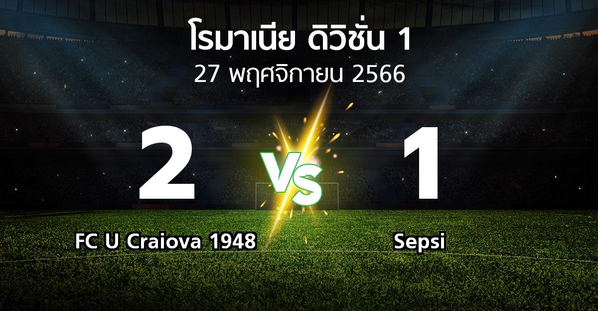 ผลบอล : FC U Craiova 1948 vs Sepsi (โรมาเนีย-ดิวิชั่น-1 2023-2024)