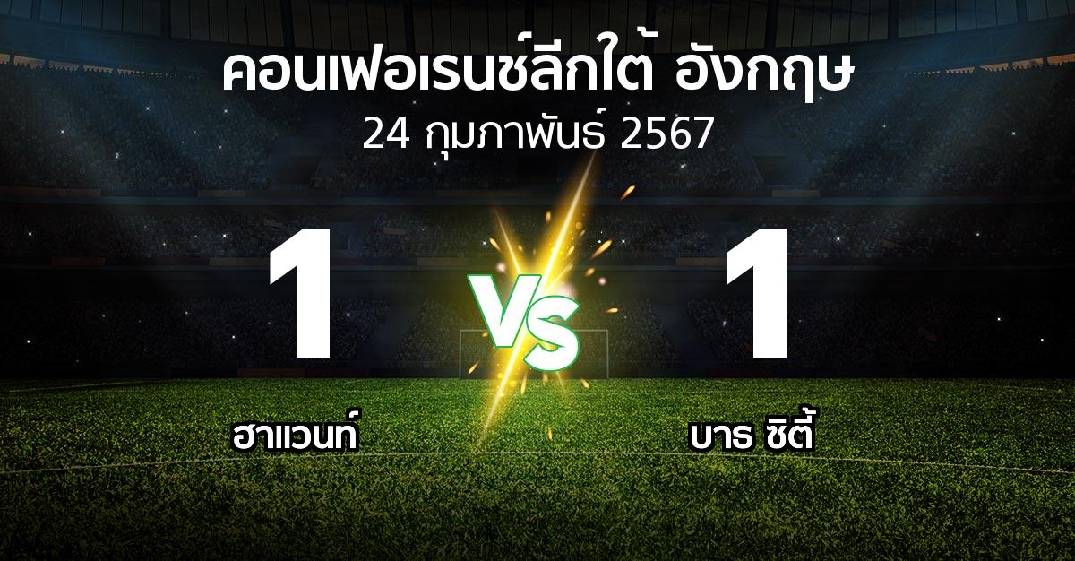 ผลบอล : ฮาแวนท์ vs บาธ ซิตี้ (คอนเฟอเรนช์ลีกใต้อังกฤษ 2023-2024)