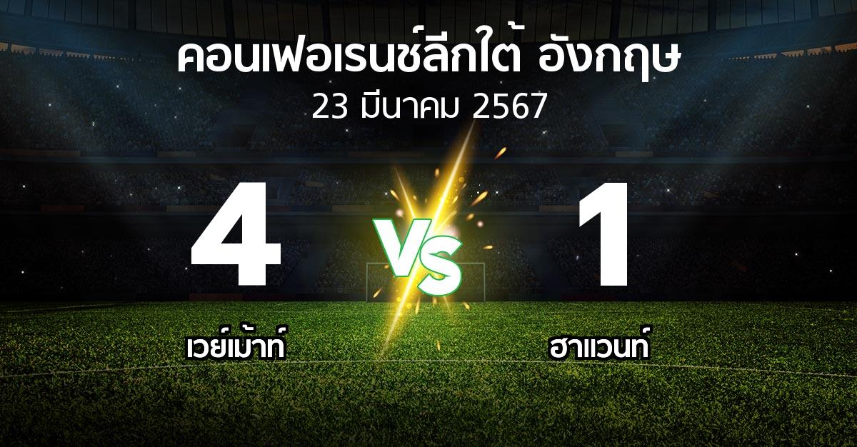 ผลบอล : เวย์เม้าท์ vs ฮาแวนท์ (คอนเฟอเรนช์ลีกใต้อังกฤษ 2023-2024)