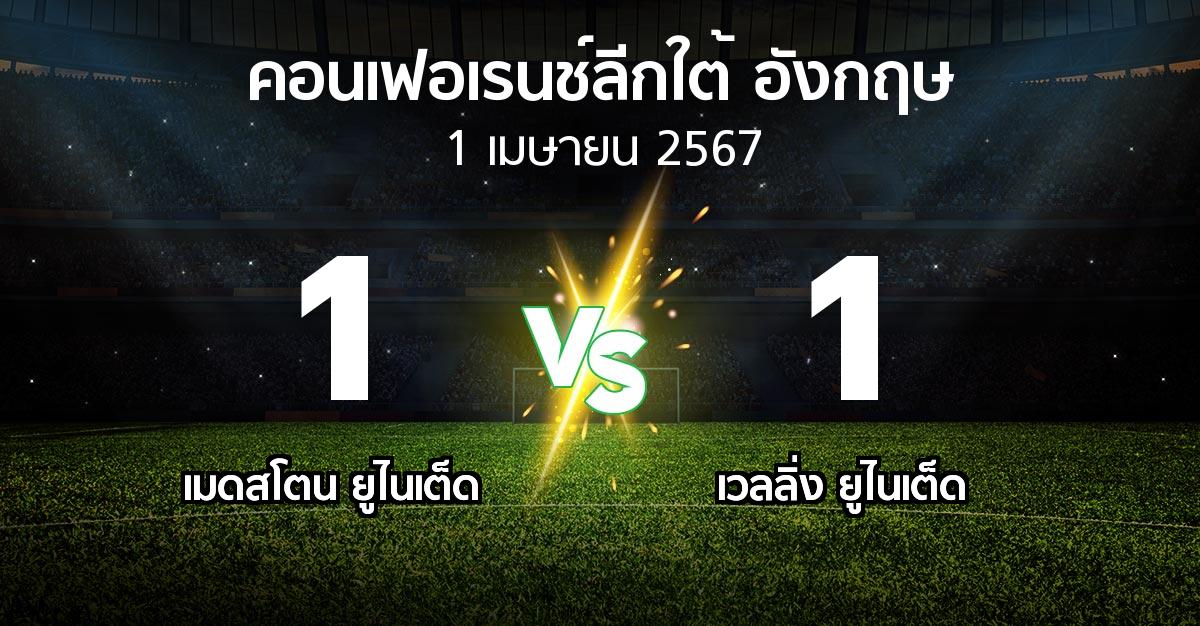 ผลบอล : เมดสโตน ยูไนเต็ด vs เวลลิ่ง ยูไนเต็ด (คอนเฟอเรนช์ลีกใต้อังกฤษ 2023-2024)