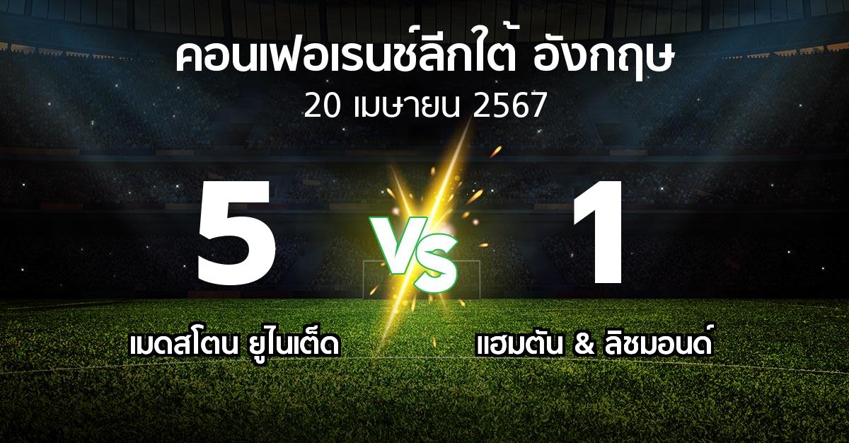 ผลบอล : เมดสโตน ยูไนเต็ด vs แฮมตัน & ลิชมอนด์ (คอนเฟอเรนช์ลีกใต้อังกฤษ 2023-2024)