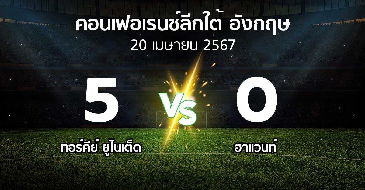 ผลบอล : ทอร์คีย์ ยูไนเต็ด vs ฮาแวนท์ (คอนเฟอเรนช์ลีกใต้อังกฤษ 2023-2024)