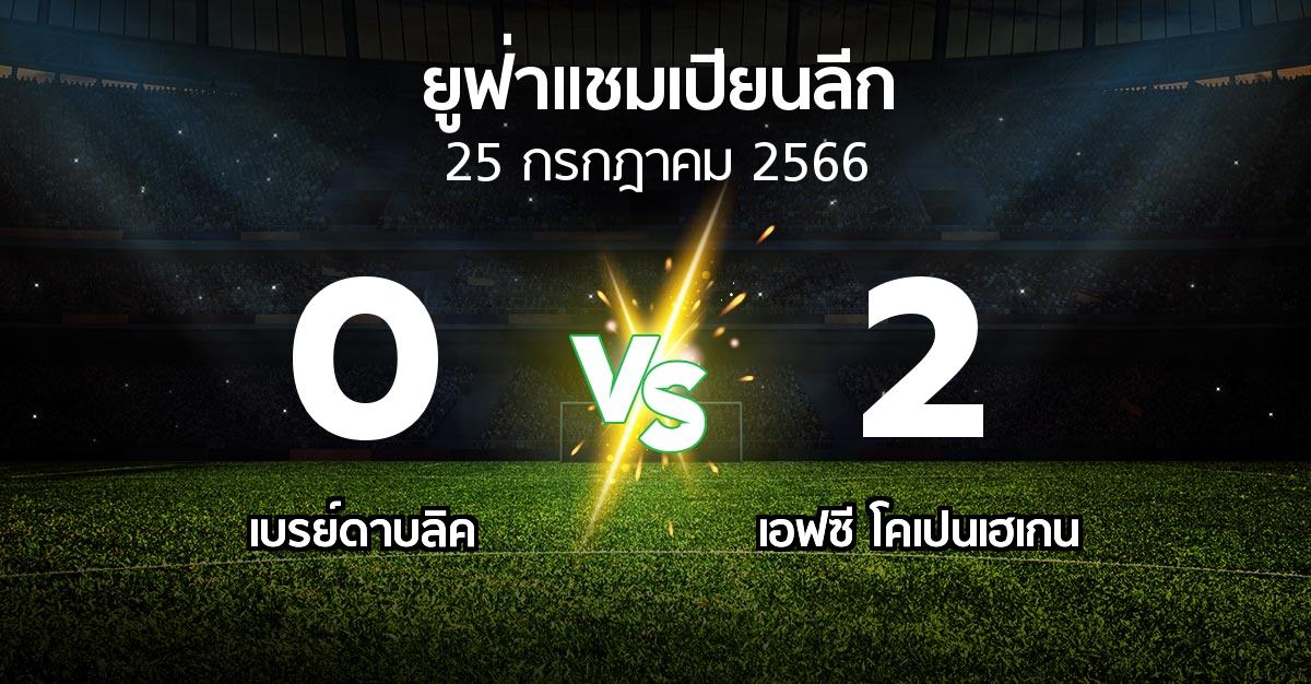 ผลบอล : เบรย์ดาบลิค vs โคเปนเฮเกน (ยูฟ่า แชมเปียนส์ลีก 2023-2024)