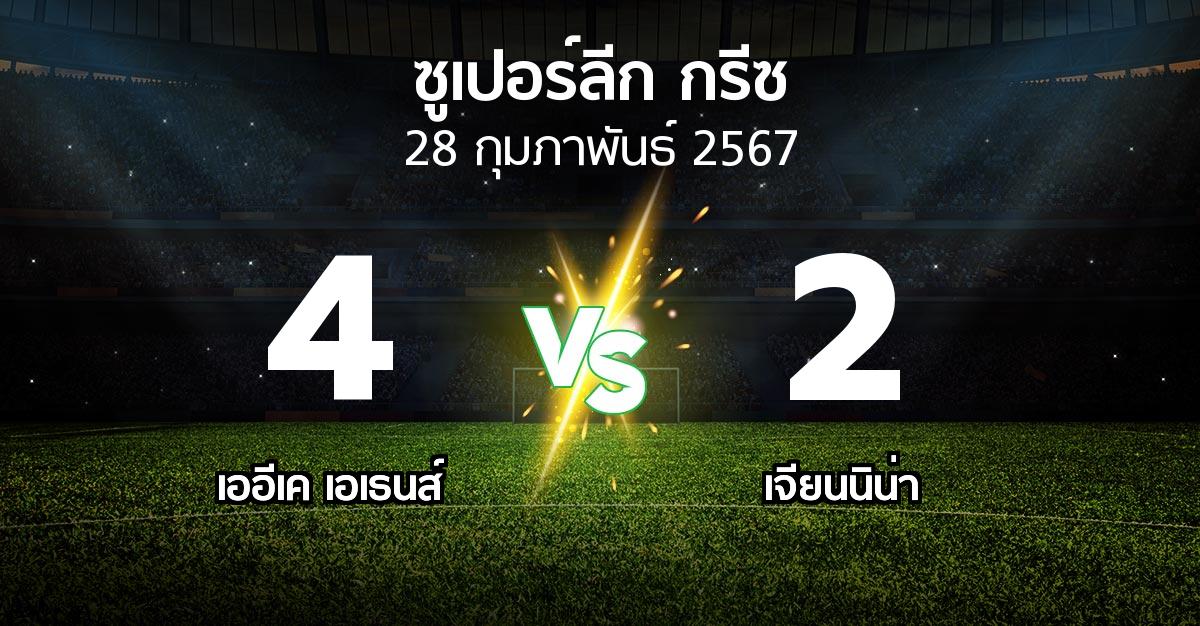 ผลบอล : เออีเค เอเธนส์ vs เจียนนิน่า (ซูเปอร์ลีก-กรีซ 2023-2024)