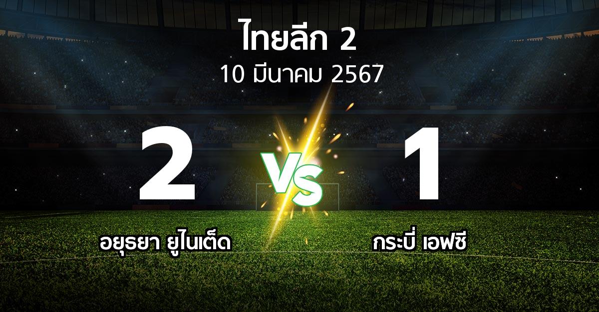 ผลบอล : อยุธยา ยูไนเต็ด vs กระบี่ เอฟซี (ไทยลีก 2 2023-2024)