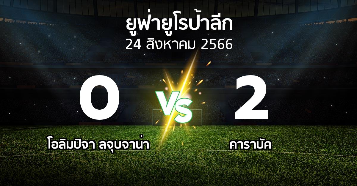 ผลบอล : โอลิมปิจา ลจุบจาน่า vs คาราบัค (ยูฟ่า ยูโรป้าลีก 2023-2024)