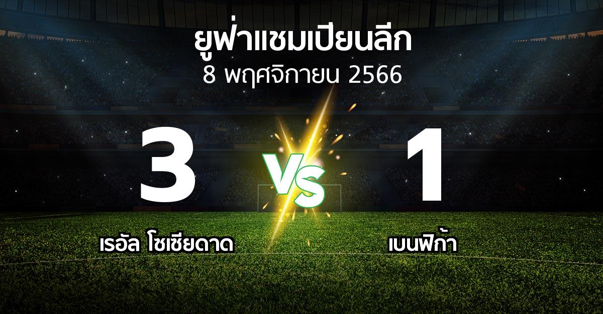 ผลบอล : เรอัล โซเซียดาด vs เบนฟิก้า (ยูฟ่า แชมเปียนส์ลีก 2023-2024)