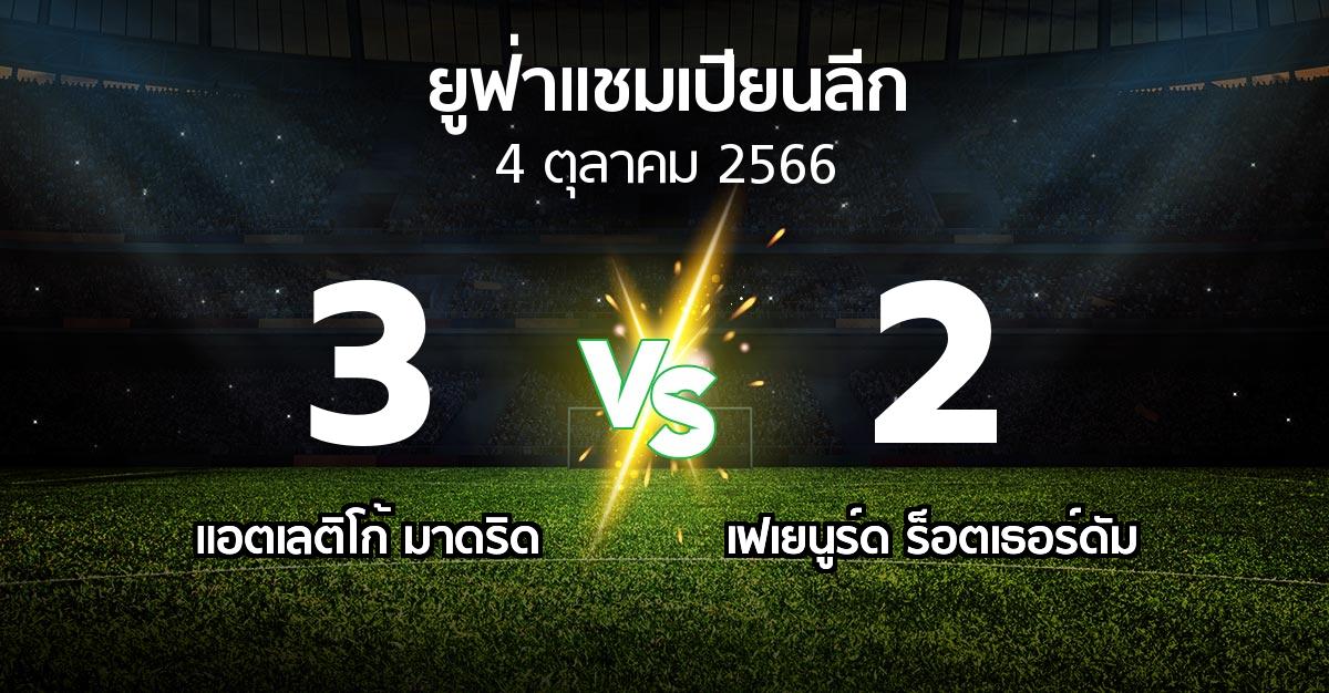 ผลบอล : แอต.มาดริด vs เฟเยนูร์ด ร็อตเธอร์ดัม (ยูฟ่า แชมเปียนส์ลีก 2023-2024)