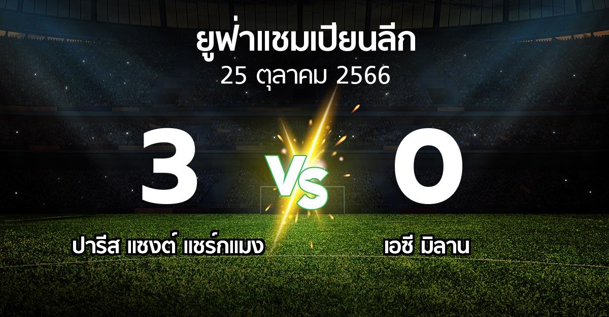 ผลบอล : เปแอสเช vs เอซี มิลาน (ยูฟ่า แชมเปียนส์ลีก 2023-2024)