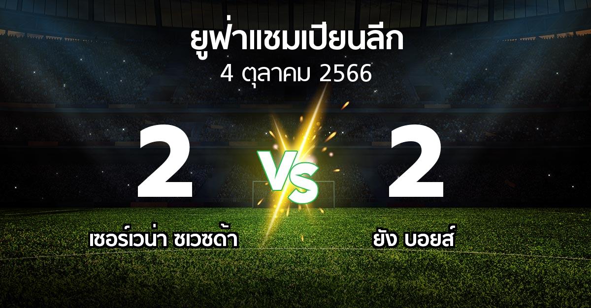 ผลบอล : เซอร์เวน่า ซเวซด้า vs ยัง บอยส์ (ยูฟ่า แชมเปียนส์ลีก 2023-2024)