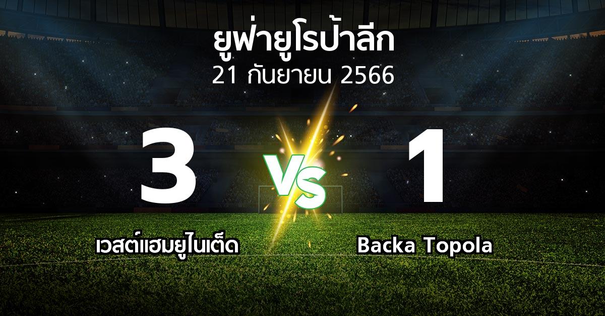 ผลบอล : เวสต์แฮม vs Backa Topola (ยูฟ่า ยูโรป้าลีก 2023-2024)