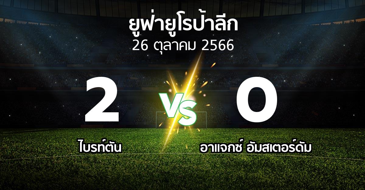 ผลบอล : ไบรท์ตัน vs อาเอฟเซ อายักซ์ (ยูฟ่า ยูโรป้าลีก 2023-2024)