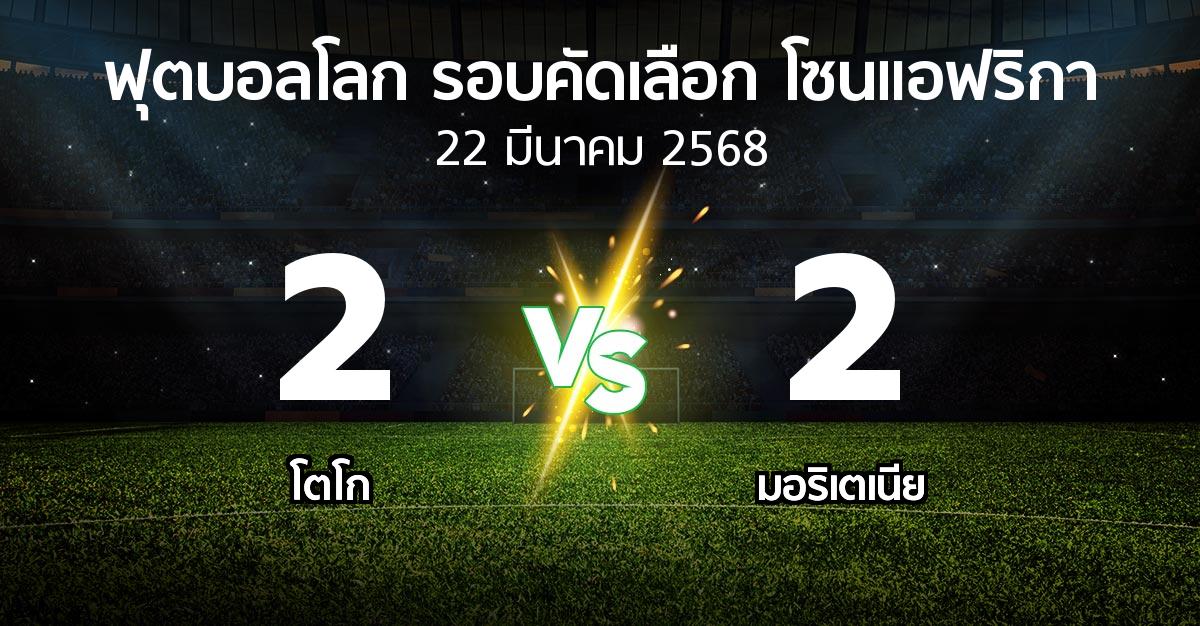 ผลบอล : โตโก vs มอริเตเนีย (ฟุตบอลโลก-รอบคัดเลือก-โซนแอฟริกา 2023-2025)
