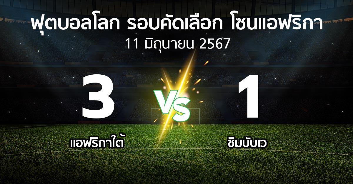 ผลบอล : แอฟริกาใต้ vs ซิมบับเว (ฟุตบอลโลก-รอบคัดเลือก-โซนแอฟริกา 2023-2025)