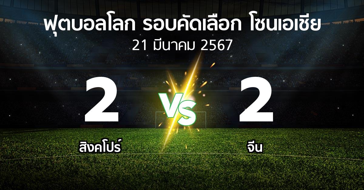 ผลบอล : สิงคโปร์ vs จีน (ฟุตบอลโลก-รอบคัดเลือก-โซนเอเชีย 2023-2026)