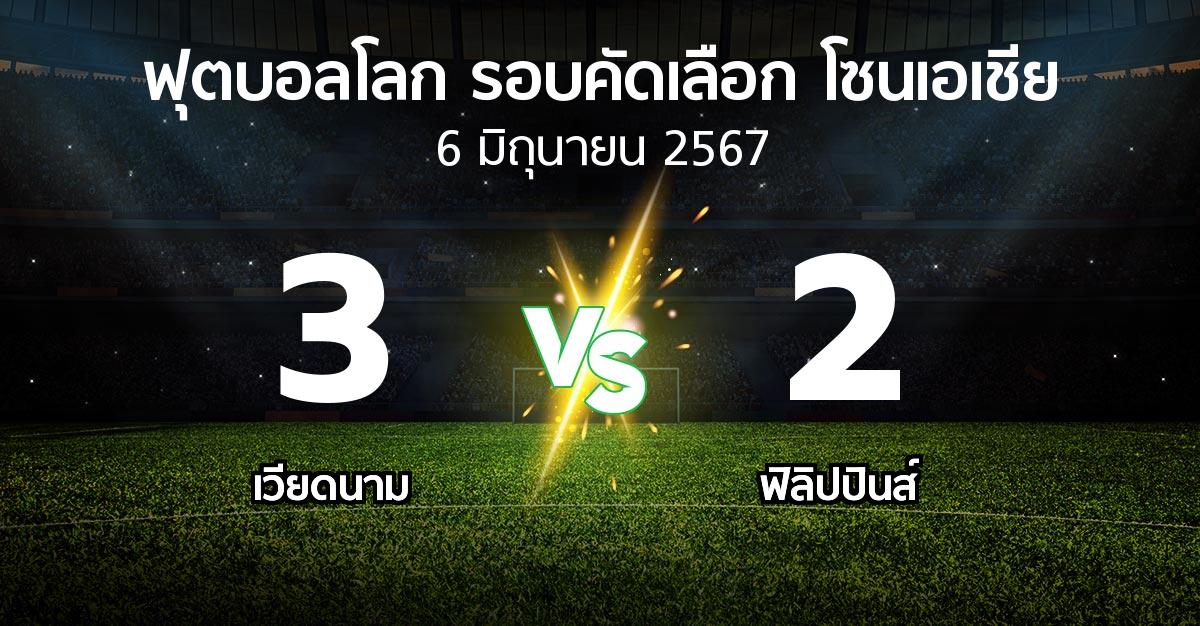 ผลบอล : เวียดนาม vs ฟิลิปปินส์ (ฟุตบอลโลก-รอบคัดเลือก-โซนเอเชีย 2023-2026)