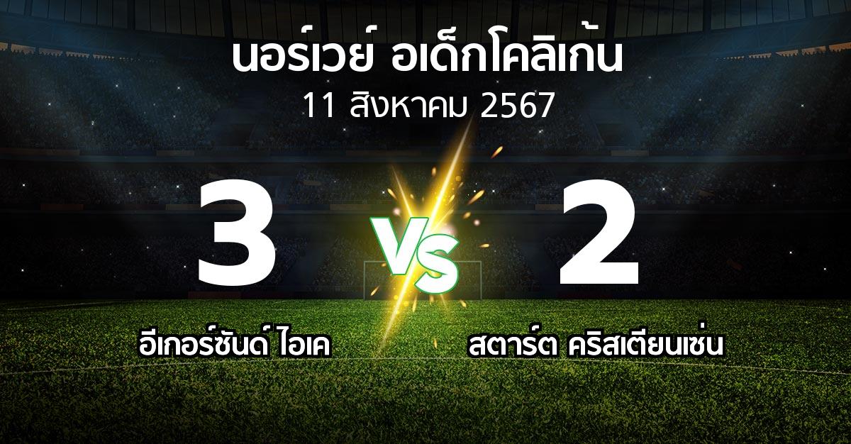 ผลบอล : อีเกอร์ซันด์ ไอเค vs สตาร์ต คริสเตียนเซ่น (นอร์เวย์-อเด็กโคลิเก้น 2024)