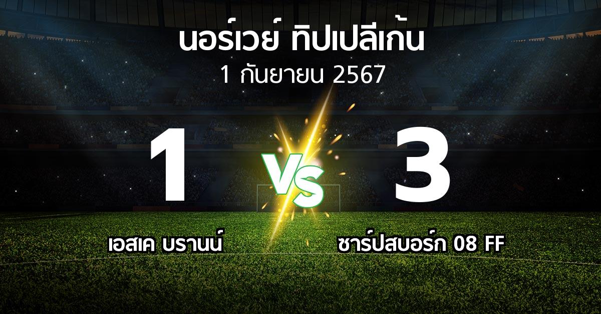 ผลบอล : เอสเค บรานน์ vs ซาร์ปสบอร์ก 08 FF (นอร์เวย์-ทิปเปลีเก้น 2024)