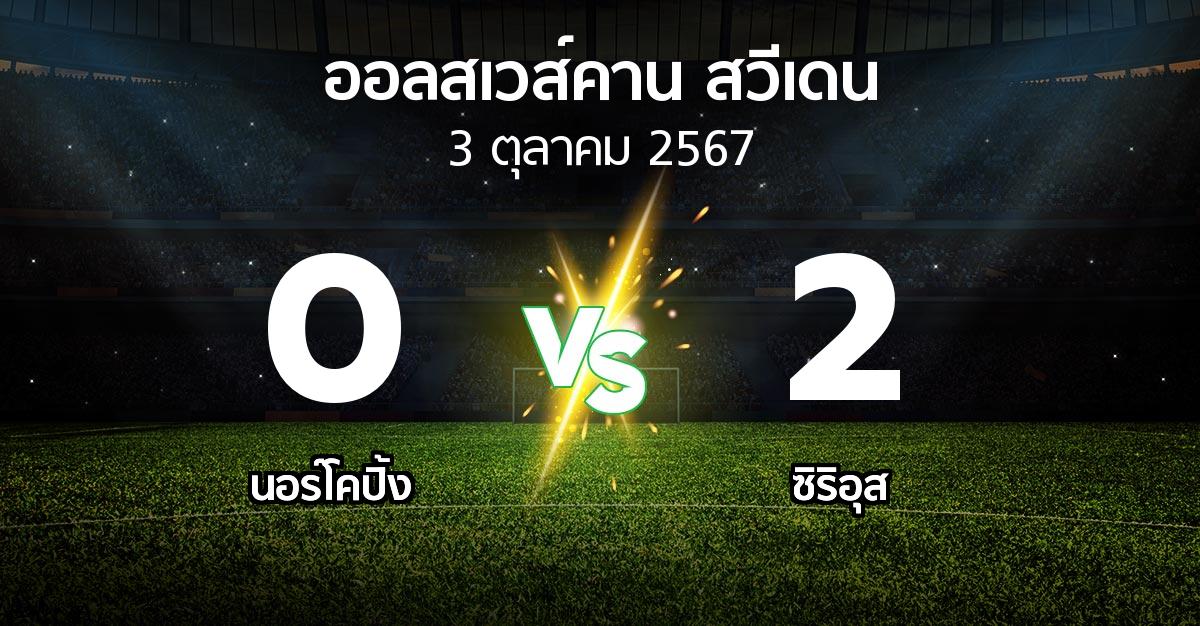 ผลบอล : นอร์โคปิ้ง vs ซิริอุส (ออลสเวส์คาน สวีเดน 2024)