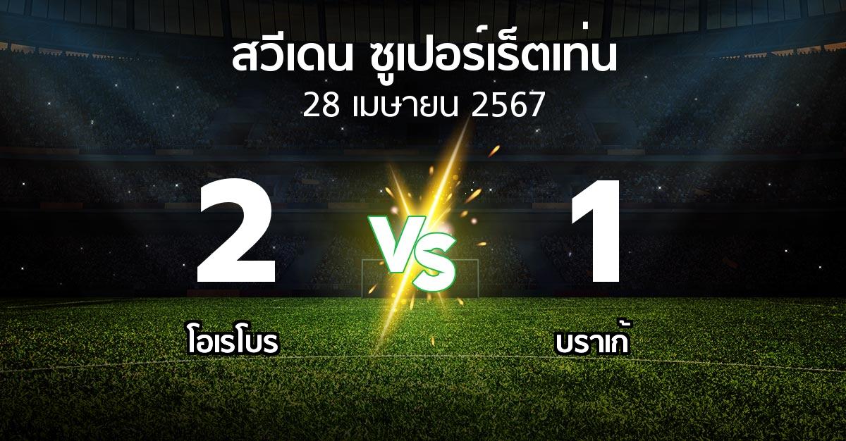 ผลบอล : โอเรโบร vs บราเก้ (สวีเดน-ซูเปอร์เร็ตเท่น 2024)