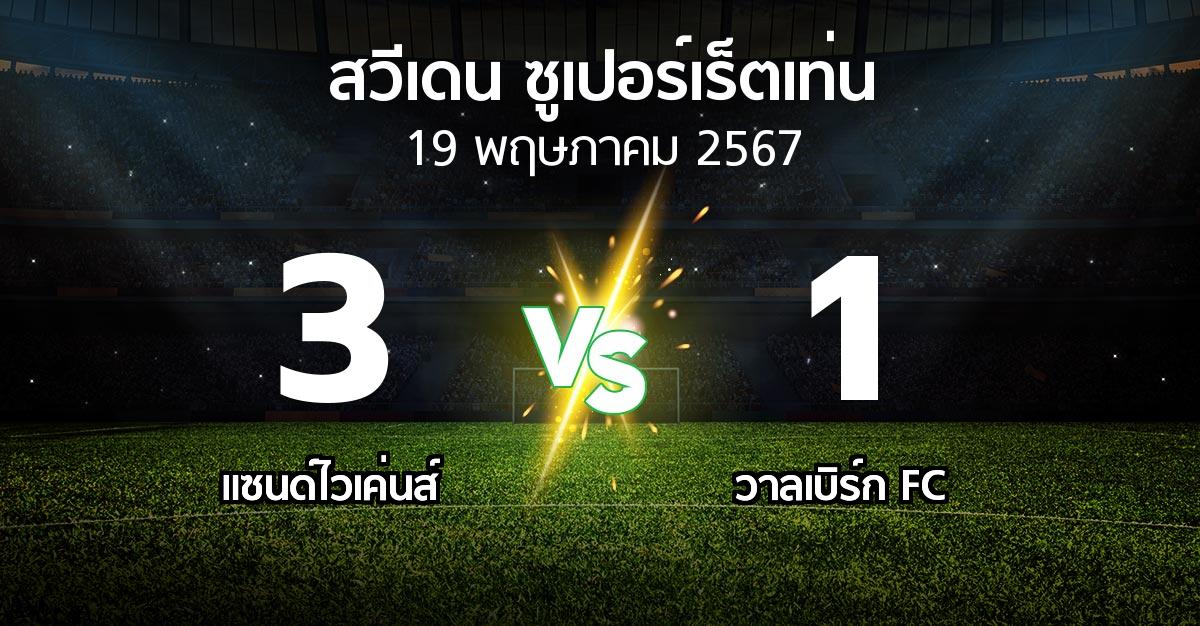 ผลบอล : แซนด์ไวเค่นส์ vs วาลเบิร์ก FC (สวีเดน-ซูเปอร์เร็ตเท่น 2024)