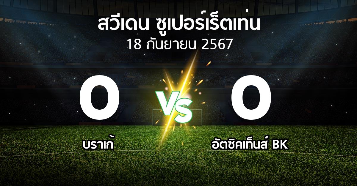 ผลบอล : บราเก้ vs อัตซิคเท็นส์ BK (สวีเดน-ซูเปอร์เร็ตเท่น 2024)