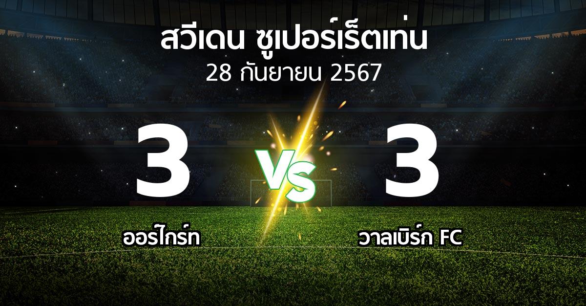 ผลบอล : Orgryt vs วาลเบิร์ก FC (สวีเดน-ซูเปอร์เร็ตเท่น 2024)