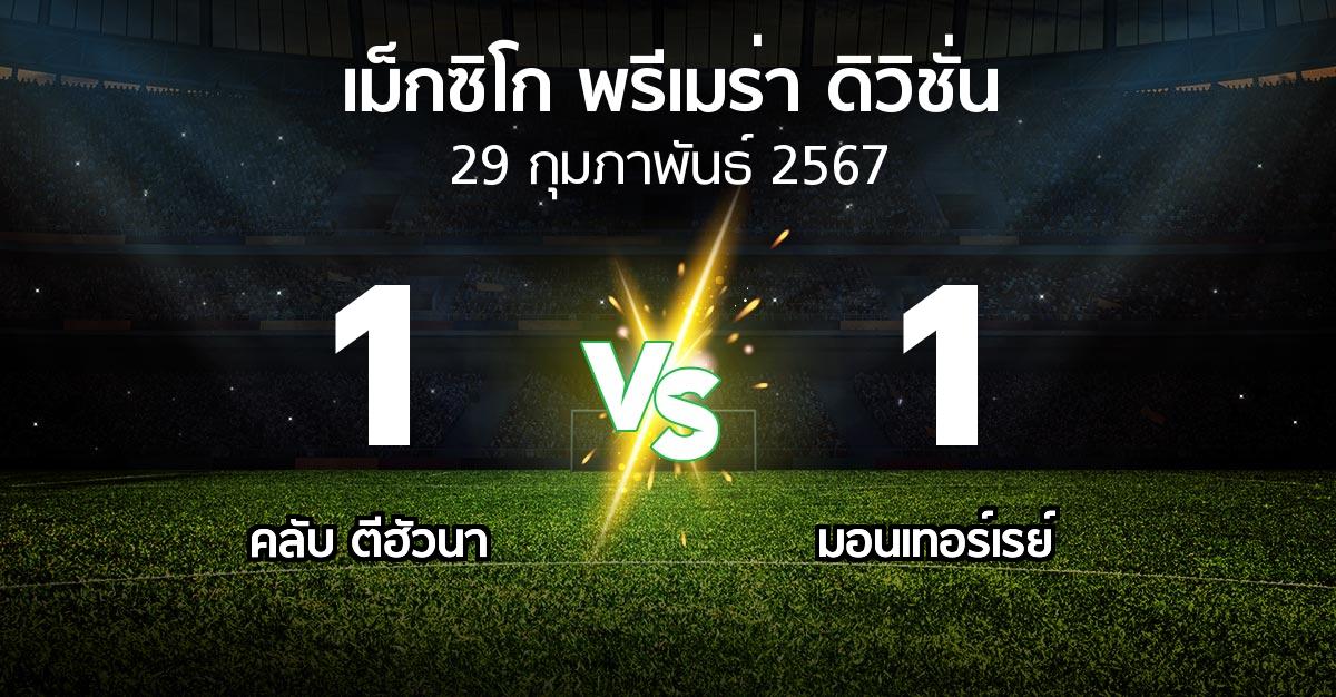 ผลบอล : คลับ ตีฮัวนา vs มอนเทอร์เรย์ (เม็กซิโก-พรีเมร่า-ดิวิชั่น 2023-2024)