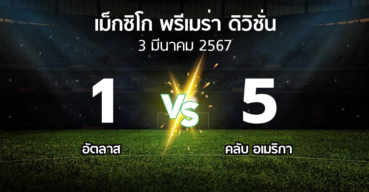 ผลบอล : อัตลาส vs คลับ อเมริกา (เม็กซิโก-พรีเมร่า-ดิวิชั่น 2023-2024)