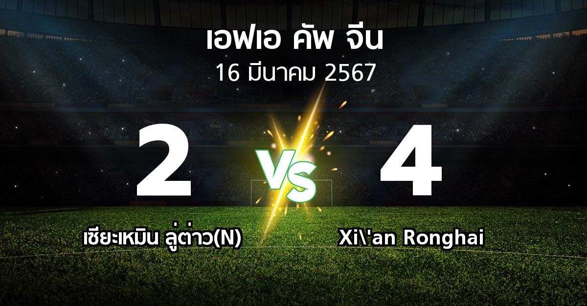 ผลบอล : เซียะเหมิน ลู่ต่าว(N) vs Xi\'an Ronghai (เอฟเอ-คัพ-จีน 2024)