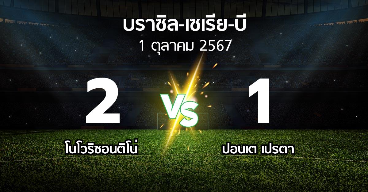 ผลบอล : โนโวริซอนติโน่ vs ปอนเต เปรตา (บราซิล-เซเรีย-บี 2024)