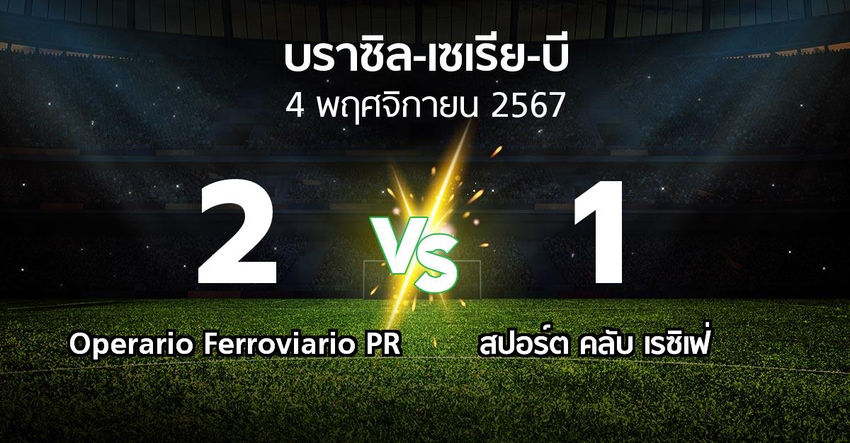 ผลบอล : Operario Ferroviario PR vs สปอร์ต คลับ เรซิเฟ่ (บราซิล-เซเรีย-บี 2024)