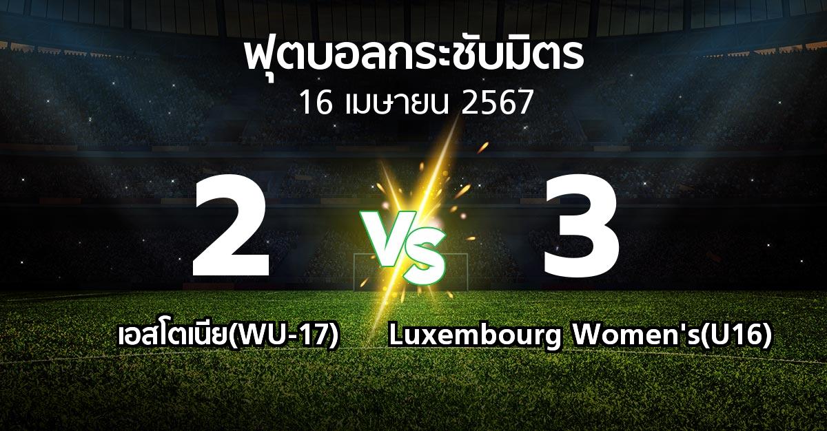 โปรแกรมบอล : เอสโตเนีย(WU-17) vs Luxembourg Women's(U16) (ฟุตบอลกระชับมิตร)